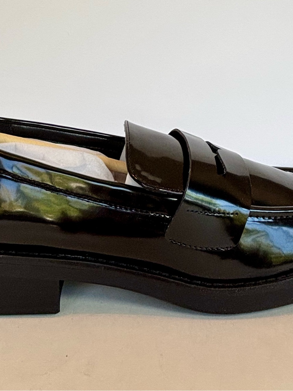 Madden Girl Cecilly Black Patent Penny Loafers Shoes Women’s Size 8.5 NIB - Picture 2 of 9